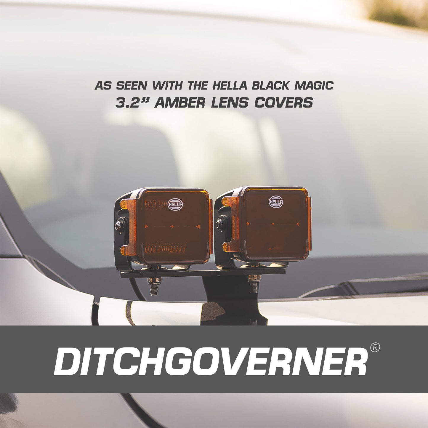 HELLA BLACK MAGIC 3.2" AMBER LENS COVERS (PAIR)
