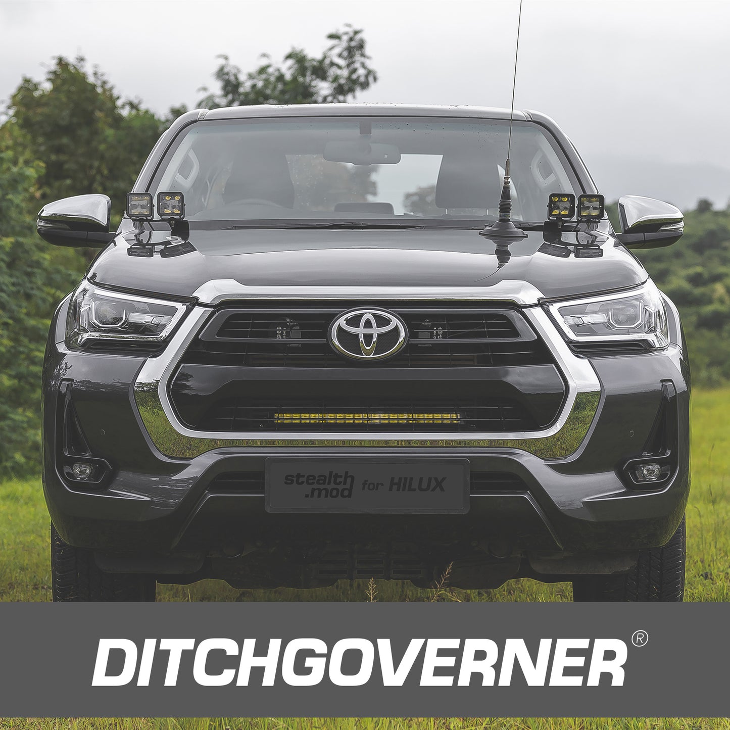 DITCHGOVERNER® STEALTH-MOD FRONT GRILLE BRACKET FOR HILUX 2016-2025