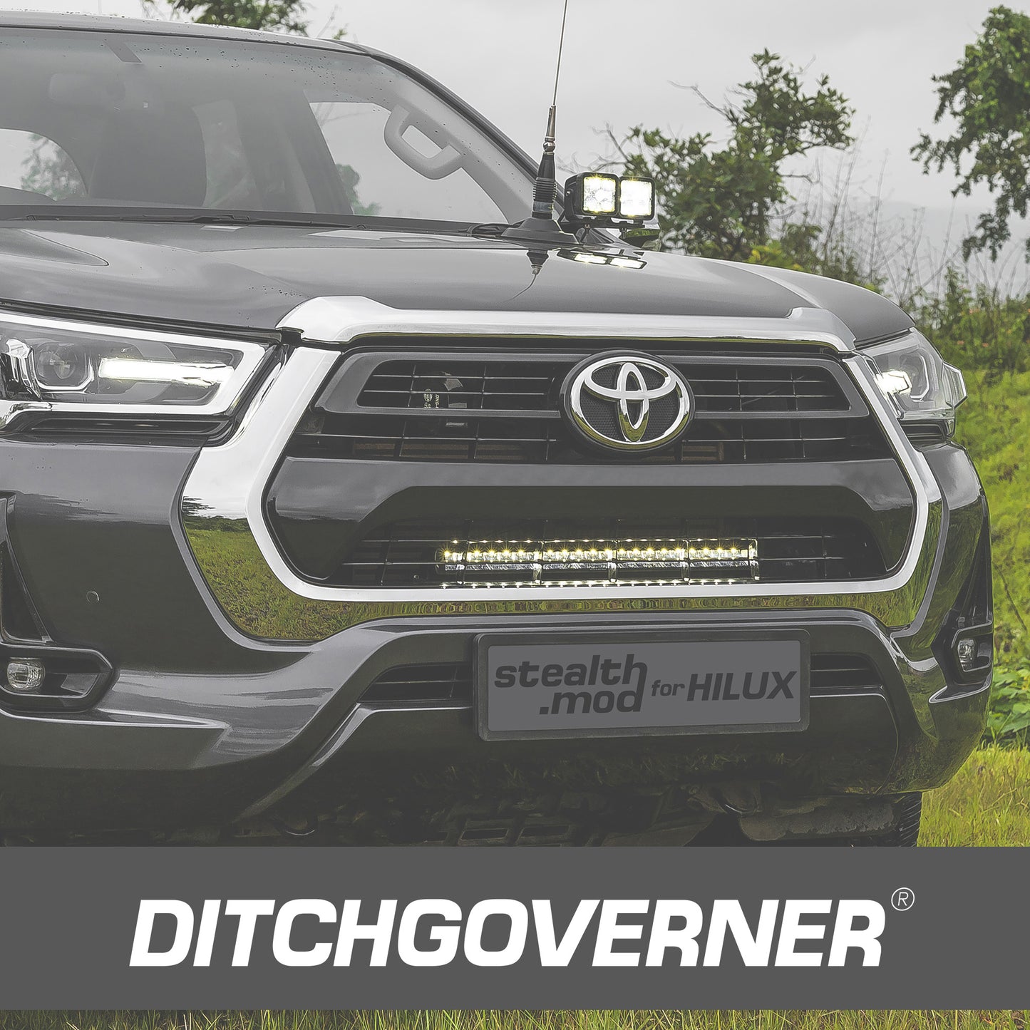 DITCHGOVERNER® STEALTH-MOD FRONT GRILLE BRACKET FOR HILUX 2016-2025