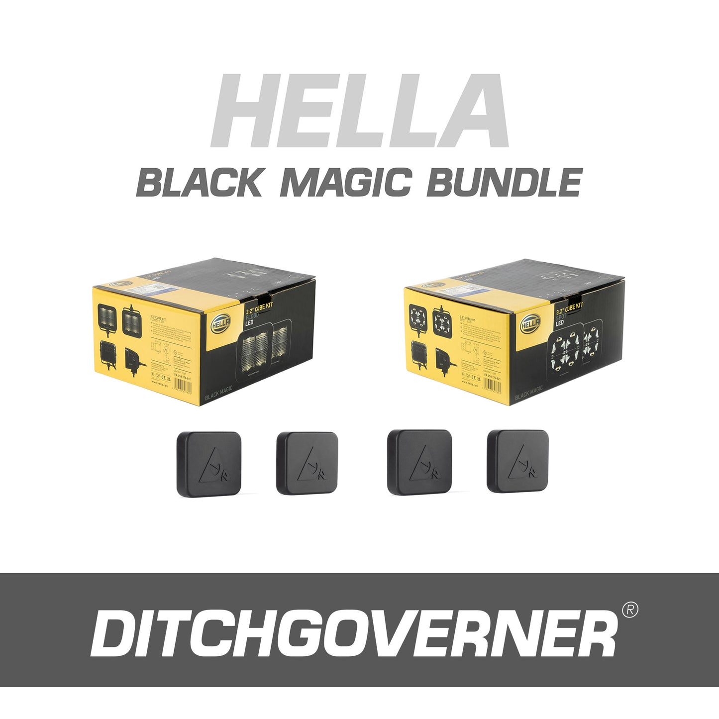 HELLA BLACK MAGIC 3.2" (BUNDLE - FLOOD+SPOT+COVERS)